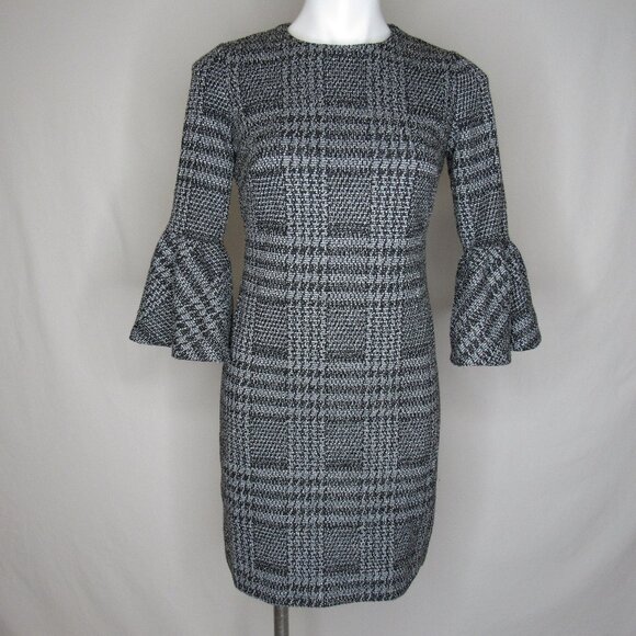 Calvin Klein Gray Black Chick Bell Sleeve Dress Women's 2 - Picture 1 of 9